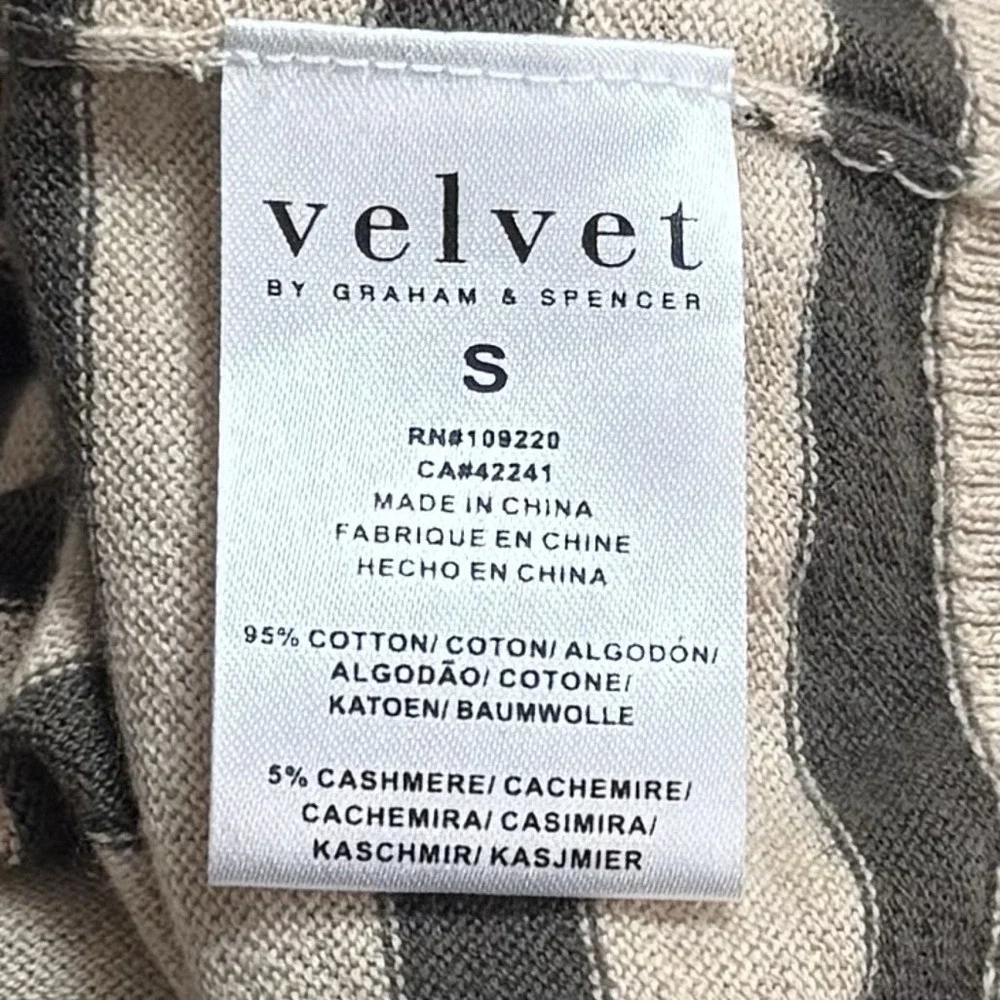 Velvet by Graham and Spencer Alister Striped Crewneck Sweater Cashmere Blend S